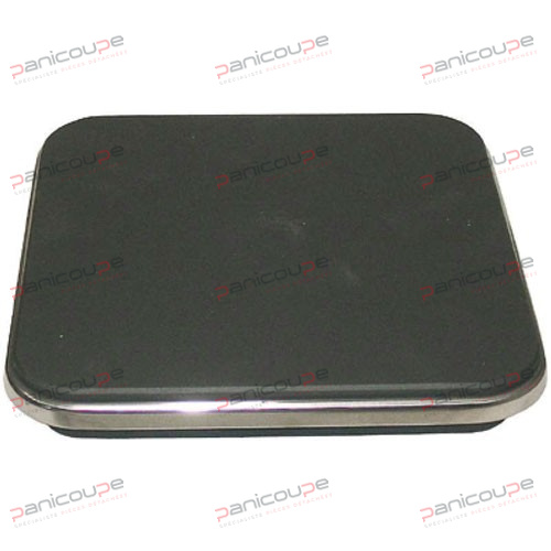 Alim. 230 V<BR/>Puissance 2600 W<BR/>Dim. 220 x 200 mm<BR/>Connexions A vis<BR/>Détail Bord acier inox PLAQUES CARRÉES 220 X 200 MM photo du produit
