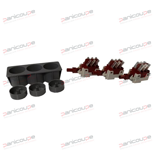 Découpe 28 x 77 mm. 3 inverseurs 16A, 250V. ELFRAMO POUSSOIR DOMINO 3 TOUCHES photo du produit