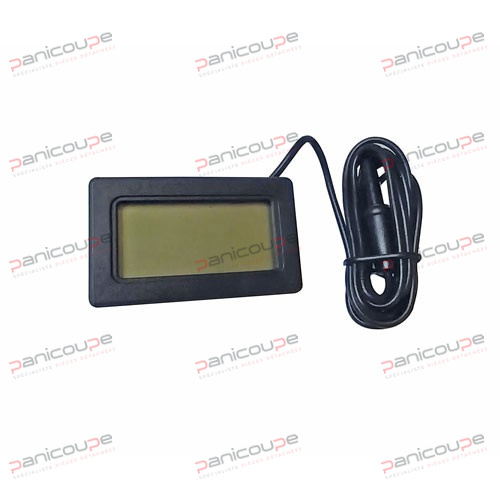 Couleur noir, précision ± 1°C. Mesure toutes les 10 sec. Sonde 1000 mm, bulbe Ø 6 x 30 mm. Alim par pile LR44 1 x 1,5 V.<BR/><BR/>Découpe 45 x 25 mm. THERMOMETRE DIGITAL -50° À +70°C photo du produit