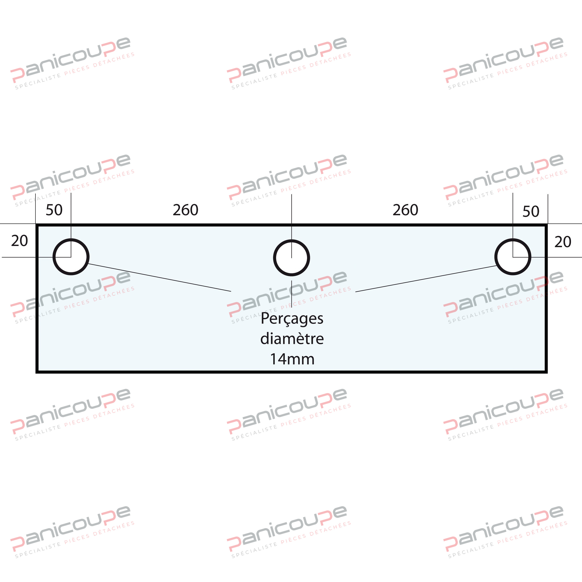 Dimensions : 620 x 282 mm - Epaisseur : 10 mm VITRE 620 X 282 X 10 MM - VF36 photo du produit