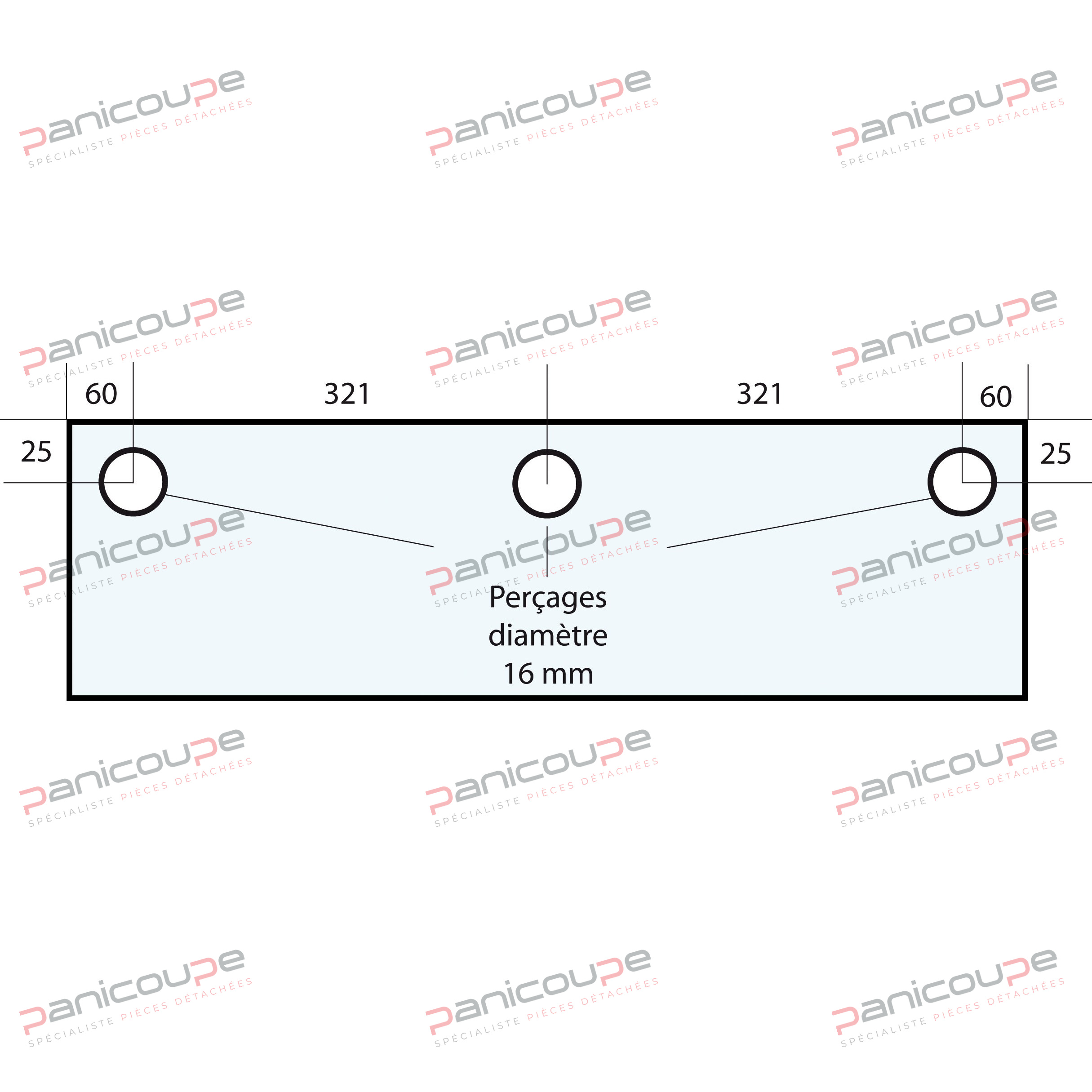 Dimensions : 762 x 270 mm - Epaisseur : 8 mm VITRE 762 X 270 X 8 MM - VF46 photo du produit