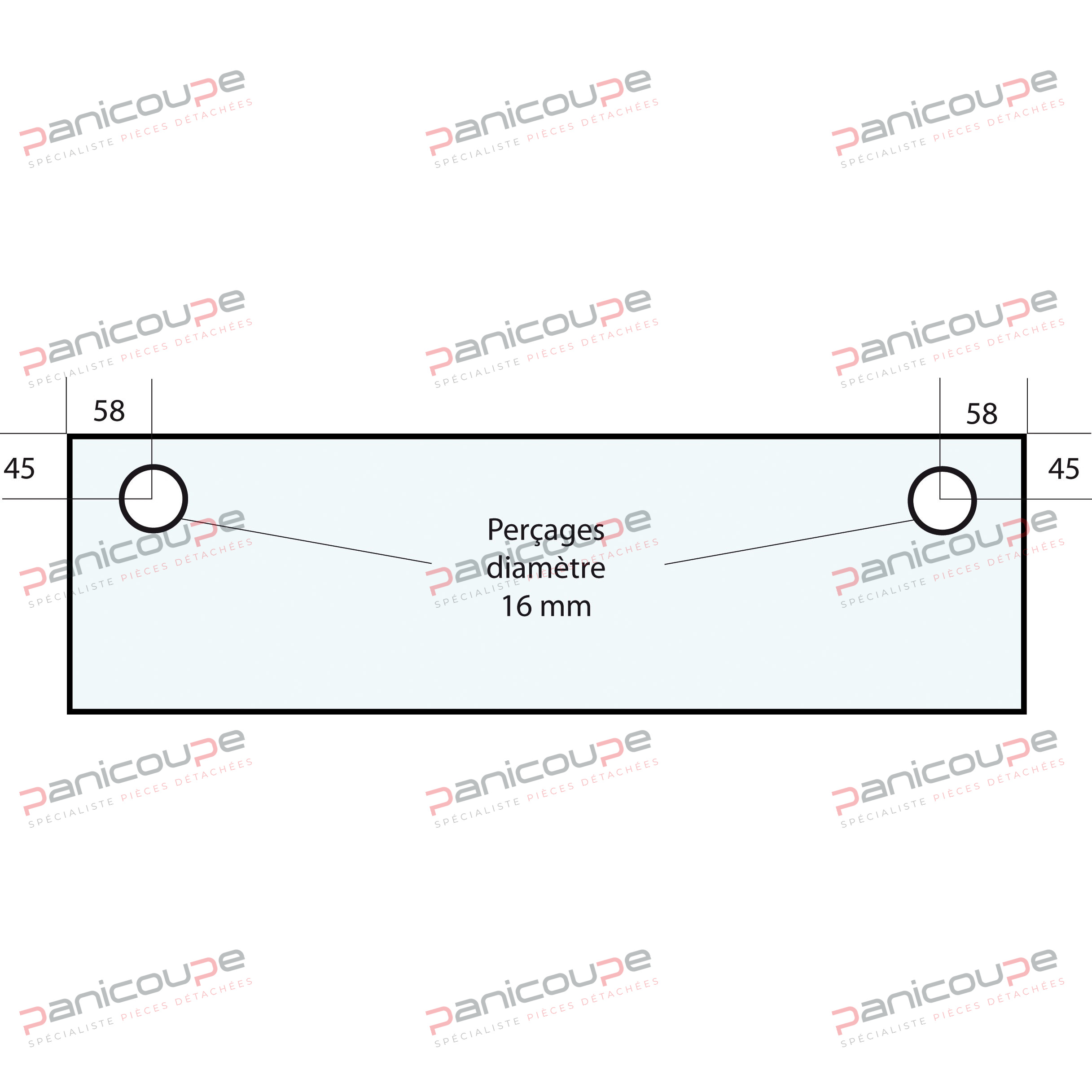 Dimensions : 614 x 290 mm - Epaisseur : 5 mm VITRE 614 X 290 X 5 MM - VF52 photo du produit
