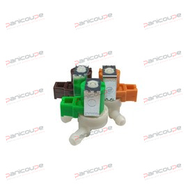 3 voies 180°<BR/>240V 50/60Hz NSF - température max. 90°C<BR/>entrée 3/4 - 3 sorties ø 10,5 mm<BR/>avec 1 réducteur de débit blanc 5 L/min ELECTROVANNE 3 VOIES photo du produit