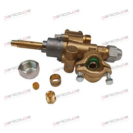 Avec raccords, olives, sortie veilleuse et bride horizontale<BR/>(fixation à bride pour tube Ø 21 mm)<BR/>Raccord sortie M20 x 1,5 mm<BR/>Long. tige 38 mm<BR/>Tige demi-lune Ø 8 x 6,5 mm<BR/>Raccord thermocouple M8 x 1 ROBINET GAZ 22BS FIXATION A CODE 51490/M photo du produit