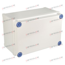 Réalisés en ABS gris. Couvercle gris. Usage intérieur et extérieur. étanchéité IP66. équipés de plots de montage rail DIN. Bouchons d’étanchéité. Joint d’étanchéité polyuréthane.épaisseur des parois : 2 mm.<BR/>Coffret 400 x 300 x 160 mm COFFRETS ABS ÉTANCHES photo du produit