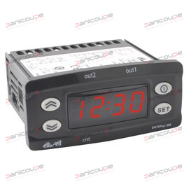 Sauvegarde en cas de coupure de courant par batterie 9V. Echelle de temps : 9999 h, 99 h59 min, 99 min 59 sec, 99 sec et 99 centièmes. 3 temps de réglage : t1, t2, t3. Fonction comptage ou décomptage. Entrées : 2 entrées numériques configurables<BR/>Sorties 2 relais 8 A/250 V. Alimentation 230 Vac.<BR/>Dimensions 71 x 29 x 59 mm. HORLOGE ÉLECTRONIQUE PROGRAMMABLE photo du produit
